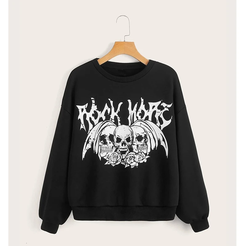 Свитшот с принтом черепа винтажная толстовка пуловер уличная одежда спортивный
