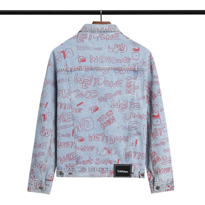 Новинка 2021 мужские бейсбольные куртки Welldone из тяжелого денима с длинными