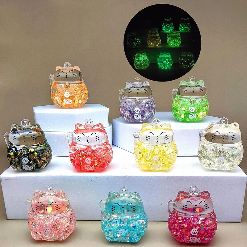 1 шт. миниатюрные фигурки мультяшного кота из смолы 3D светящийся маленький