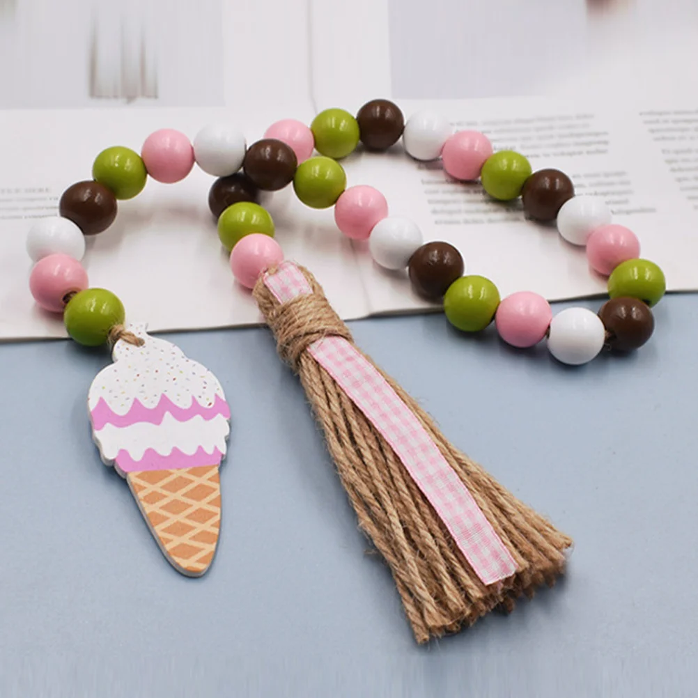 

2pcs Farmhouse Wood Bead Garland with Tassels Wall Hanging Decor Home Decoration