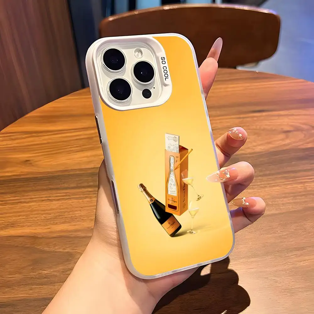 Фото Модный чехол V-Veuve Of C-Clicquot для iPhone 17 Air 16 15 14 Plus 13 12 11 Pro 7 8 XS Max XR, серебристо-белый, с бампером №3