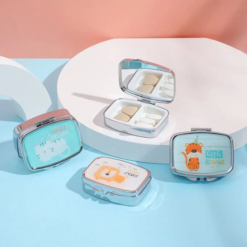 

Mini Pill Box Small Square Rounded Box Cartoon Jewelry Storage Box for Pill