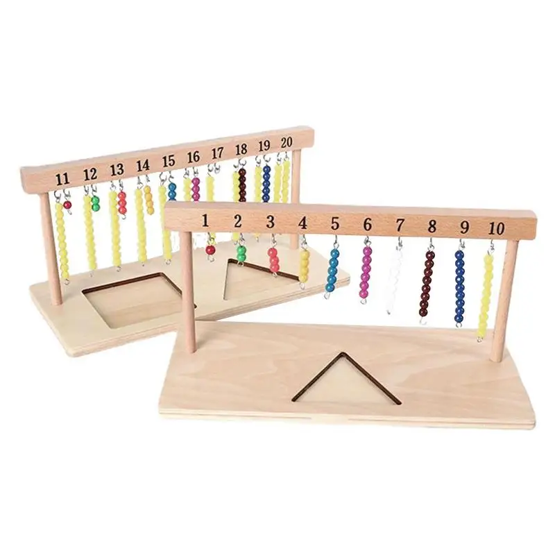 

Montessori Toy Bead Frame Numbers 1-20 Hanger And Color Beads Stairs Easy To Use Color Beaded Math Training Toy For Kids