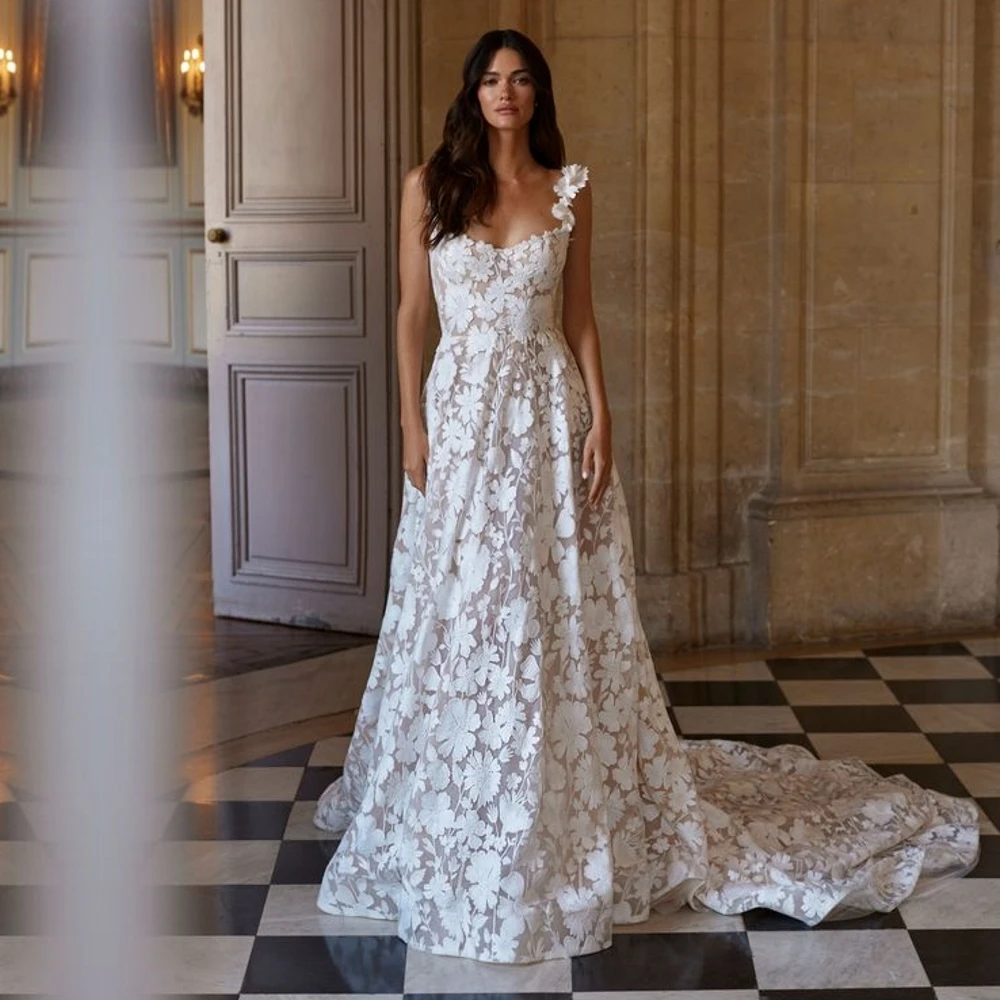 

Qcenkeren Wedding Dresses Square Neckline A Line Full Long Sleeve Puff Two-piece Women Bridal Gowns wedding gowns