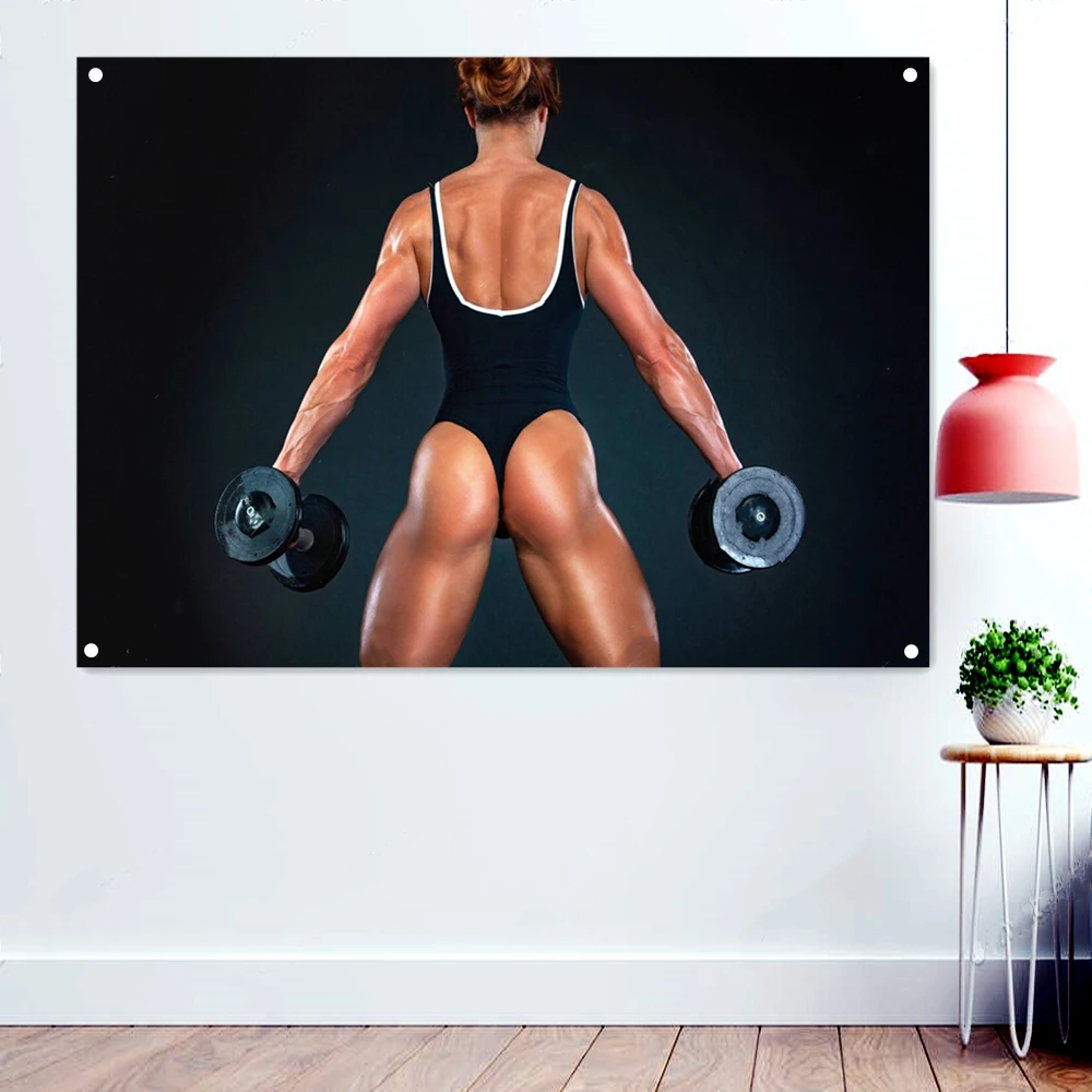 

Fitness Athlete Sexy Back Wallpaper Banners Flags Hang Paintings Gym Decor Bodybuilder Dumbbell Sports Workout Poster Tapestry