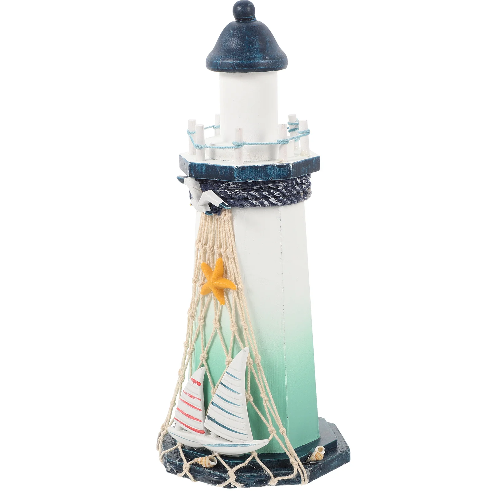 

Lighthouse Ornaments Statue Desktop Wooden Trim Small Household Decor Mediterranean Model Items Shelf Garden