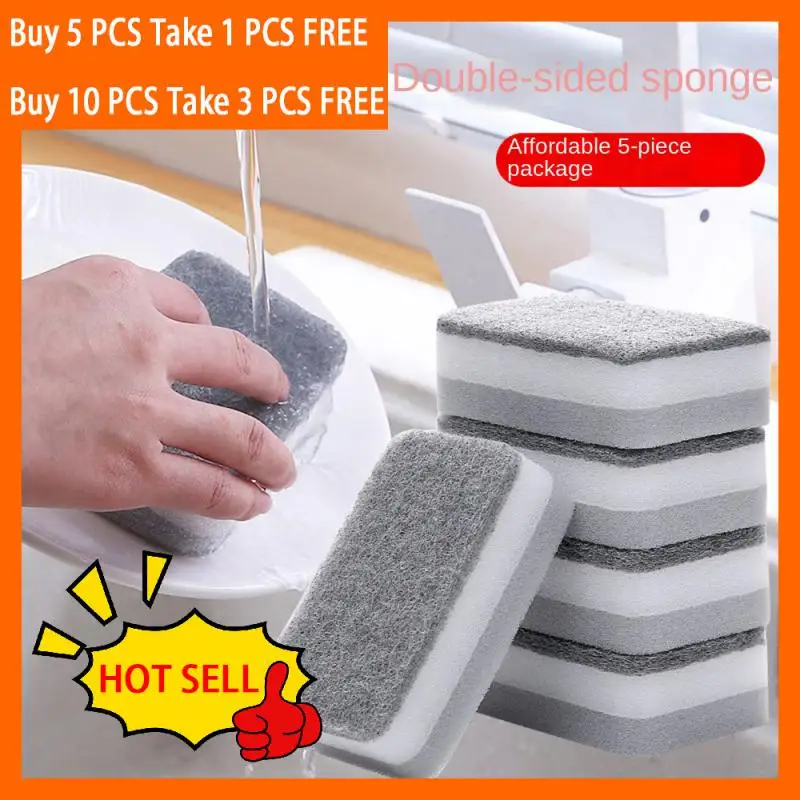 

5/10/15pcs Dishwashing Nano Sponge Reusable Washable Kitchen Scouring Pad Double-sided Sponges For Washing Dishes Kitchen Tools