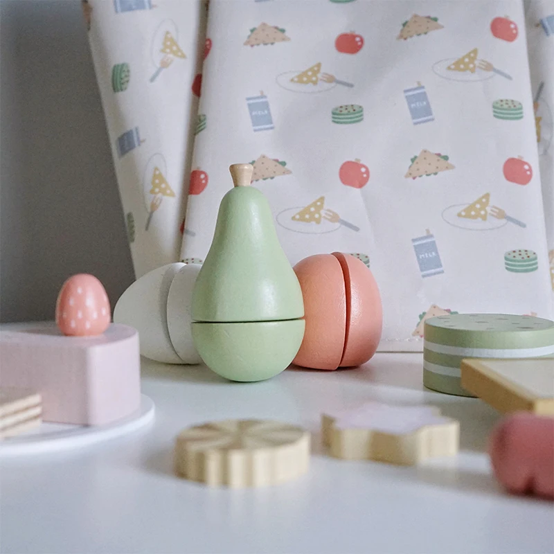 Деревянные Ролевые Игрушки Для Девочек Кухонная Игра-симулятор Еды Детская