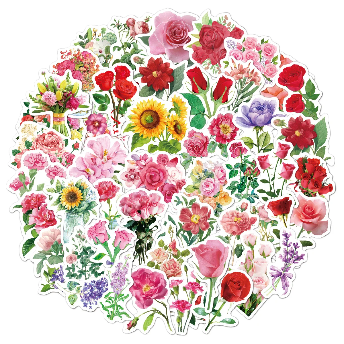 

50pcs Floral Flowers Leaves Graffiti Stickers Waterproof Stickers