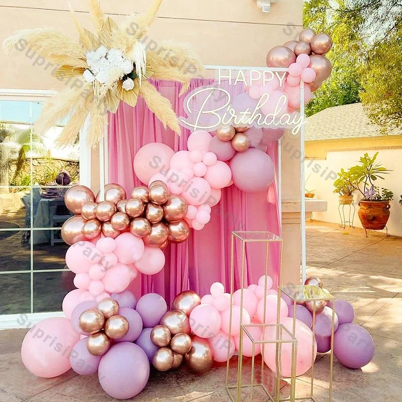121 шт. розовый макарон, свадьба, 1 день рождения, фон с аркой для детского праздника, «сделай сам», Золотое приветственное украшение, строительные гирлянды, наборы