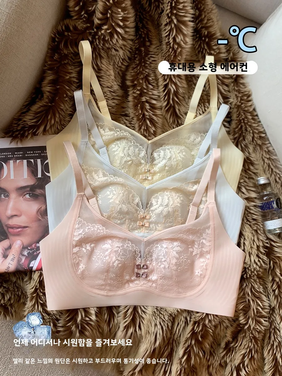 Thin Sexy Soft Support Lace Underwear Women Big Chest Makes You Look Smaller No Steel Ring Micro Push up Breast Collection An...