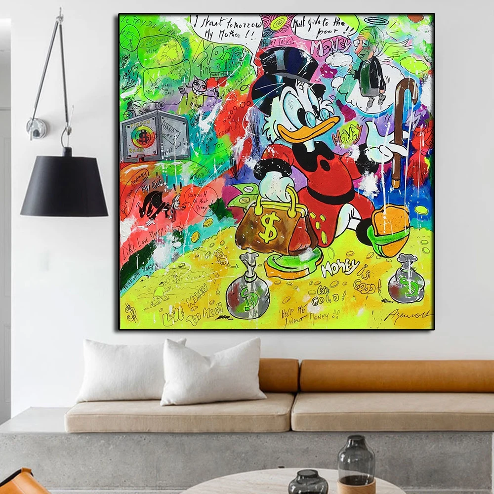 Disney бумажник с Дональдом Даком Картина на холсте классический уличный граффити