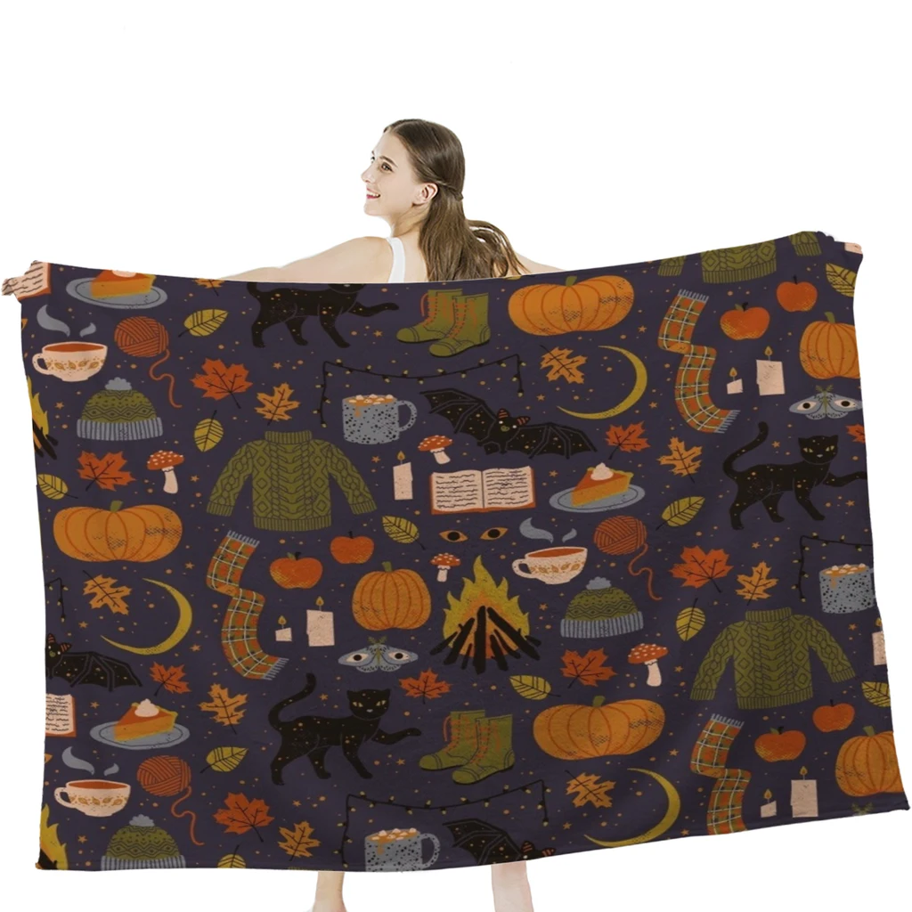 

Autumn Nights Throw Blanket Soft Velvet Blanket Travel Bedding Blanket