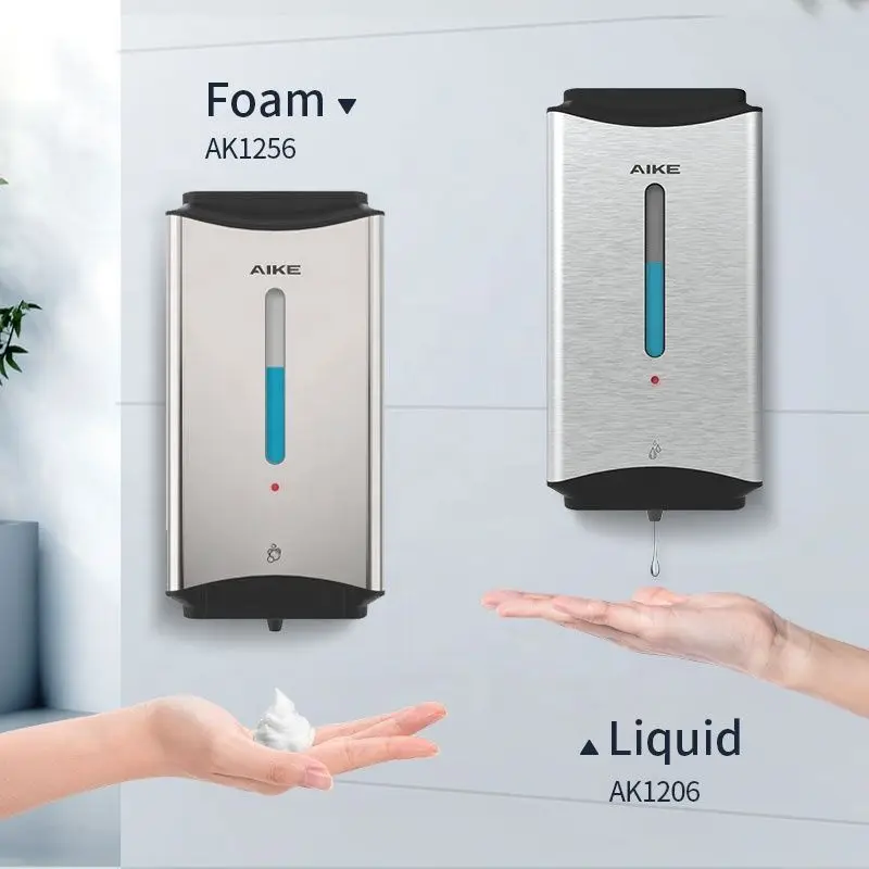 AIKE Automatic Soap Dispenser 1100ML Large Capacity Wall Mounted Commercial Bathroom Foam/Liquid Soap Dispenser AK1256/AK1206