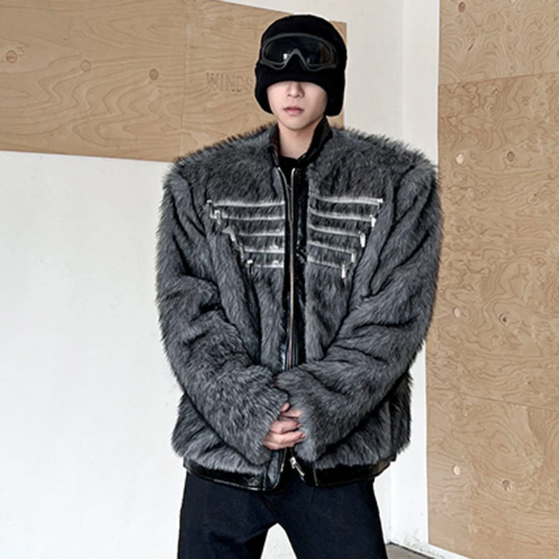 FEWQ мужские куртки нишевая молния дизайн одежда зимняя искусственная кожа