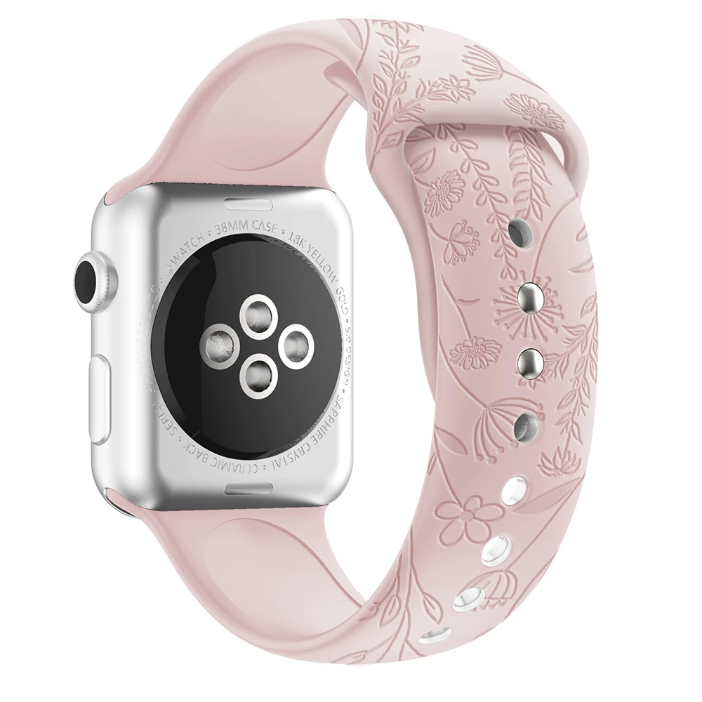 

Strap For Apple watch band 44mm 40mm 45mm 41mm 42mm 38mm 44 45 mm Printed silicone watchband bracelet iWatch series 7 6 5 4 3 se