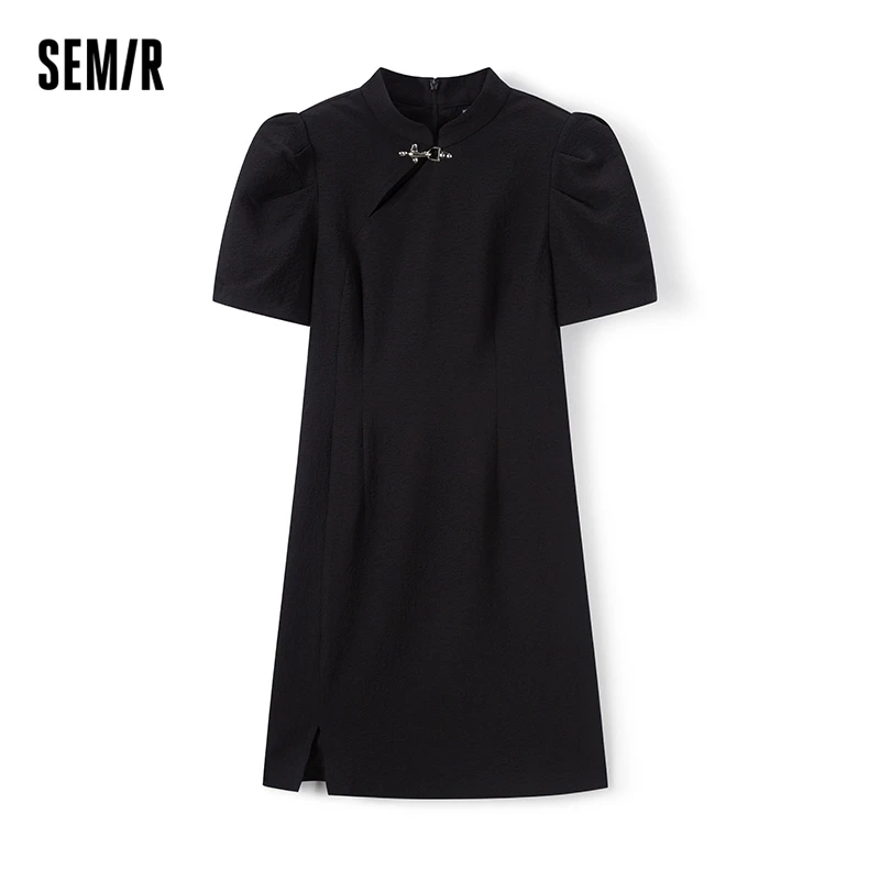 Semir Dress Women Split Stand Neck 2023 Summer New Slim Fit New Chinese Short Dress For Woman