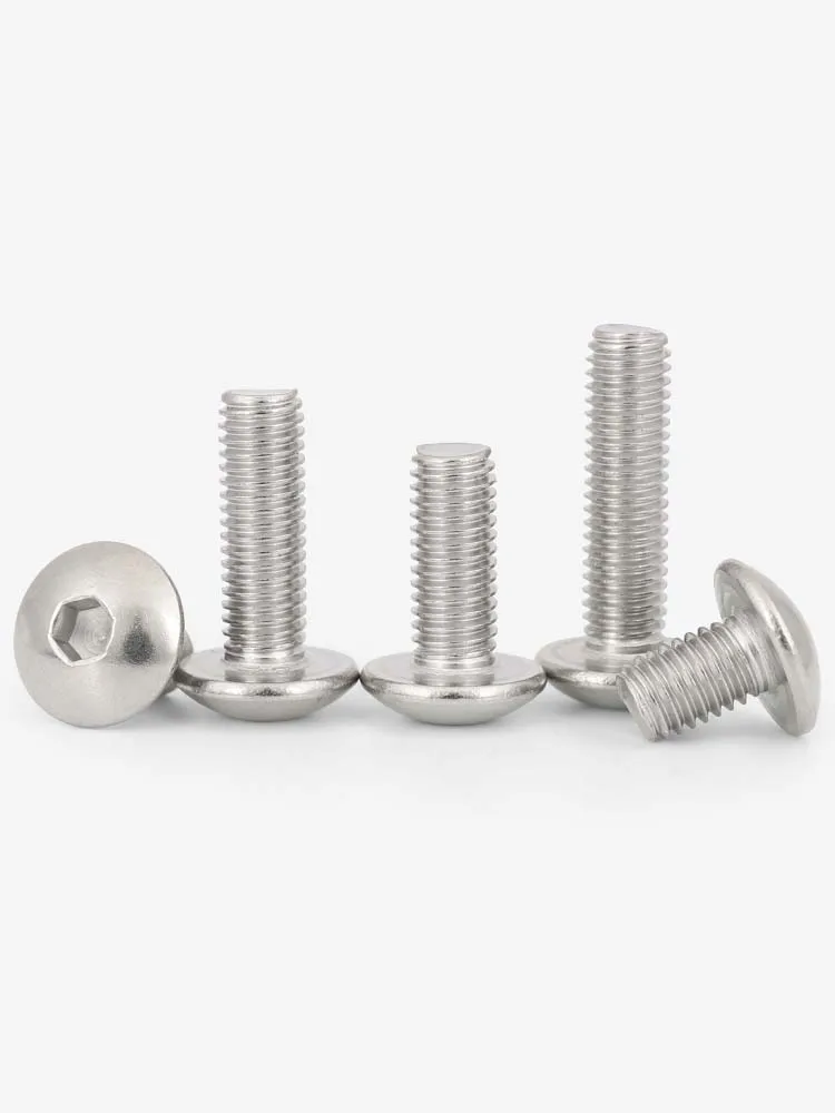 

50PC Allen Bolt M4 304 Stainless Steel Hexagon Socket Screw Large Flat Head Screw Mushroom Round Head Bolt L=6-20mm 16mm 12mm