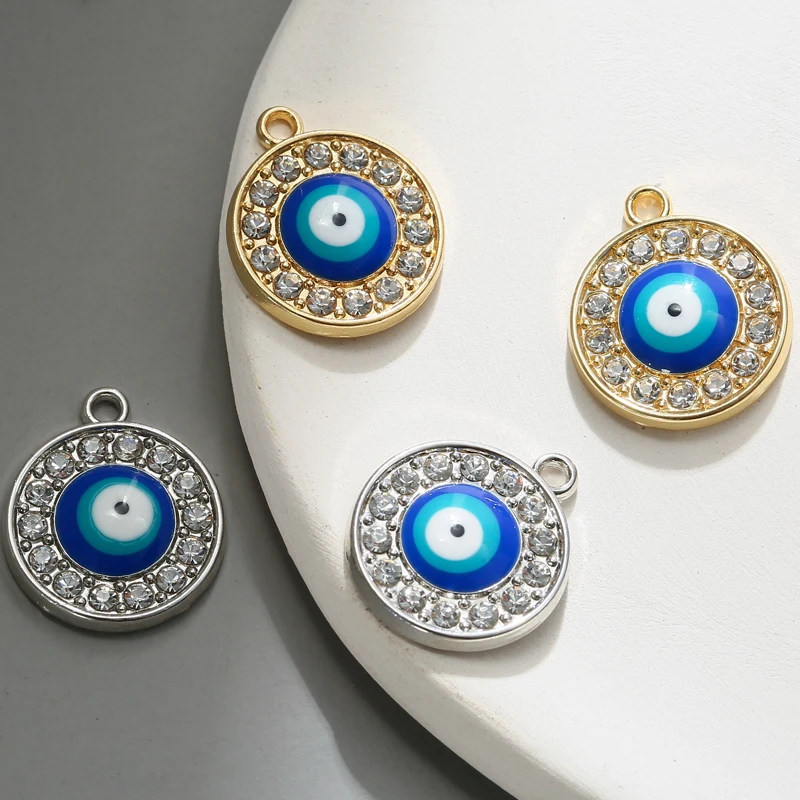 

New 10pcs/lot Mixed Gold Silver Plated Eye Charms Rhinestones Metal Pendant DIY Bracelet Earrings for Jewelry Making Accessories