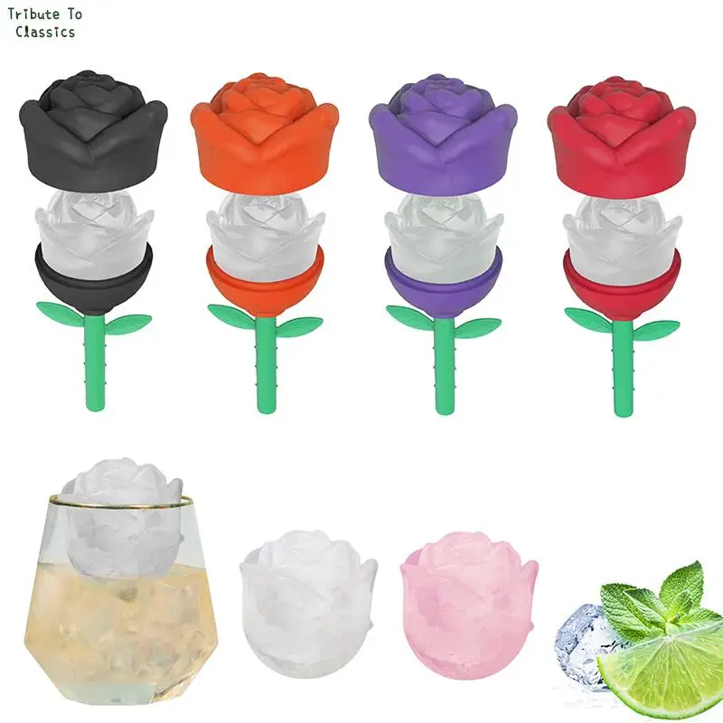 

3D Silicone Rose Shape Ice Cube Maker Ice Cream Silicone Mold Ice Ball Maker Reusable Whiskey Cocktail Mould 1pc