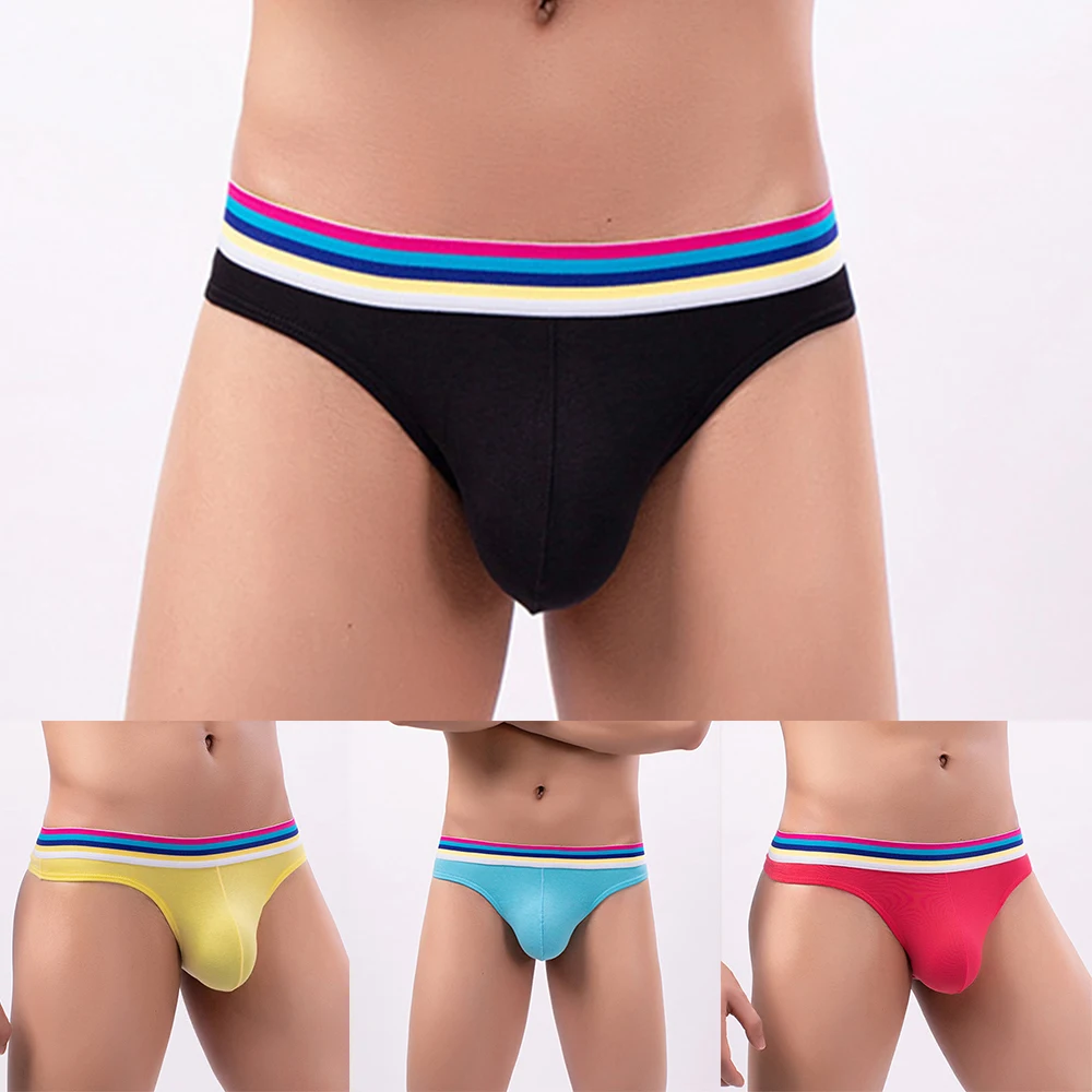 

Mens Comfortable Underwear Elastic Cotton Panties Men Low Waist Briefs Male Breathable Underpants Bulge Pouch Thongs Knickers