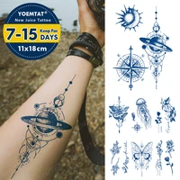 semi permanent waterproof temporary tattoo sticker compass planet moon sun herbal tatto body art juice lasting ink fake tattoos