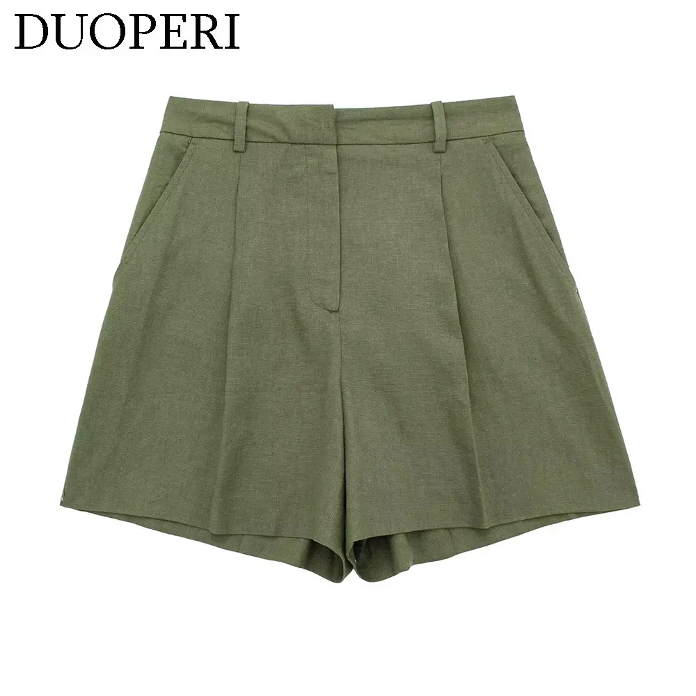 Sherouse женские льняные шорты в повседневном стиле трапециевидной формы с высокой