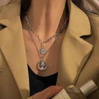 2022 summer new fashion trend hip hop double layer beauty portrait hollow necklace men and women jewelry party gift wholesale