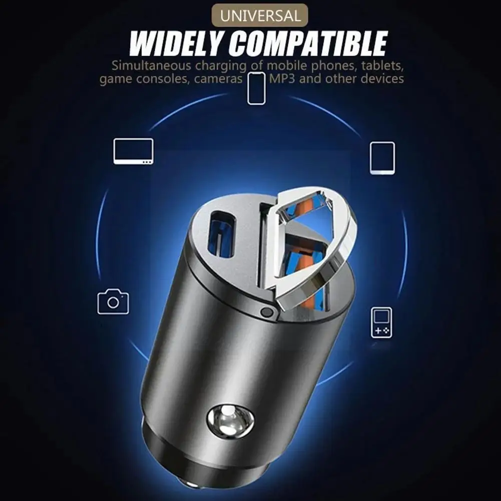 

Mini Stealth Car Adapter Dual USB Pull Ring Car Charger Car USB 30W Super Charger Charge Quick PD Fast K3A3