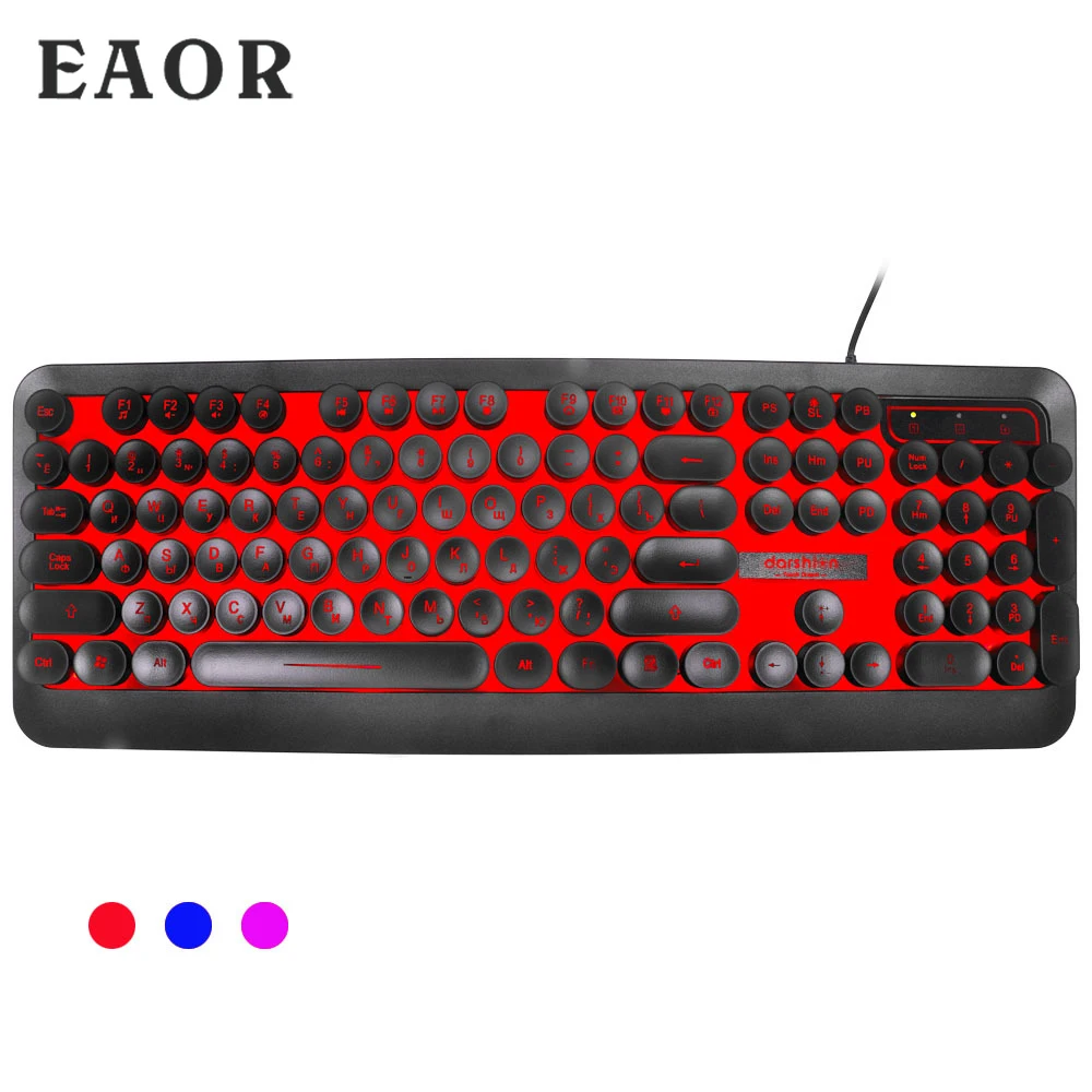 

Клавиатура EAOR игровая с русской раскладкой, 3 цвета, водостойкая, бесшумная