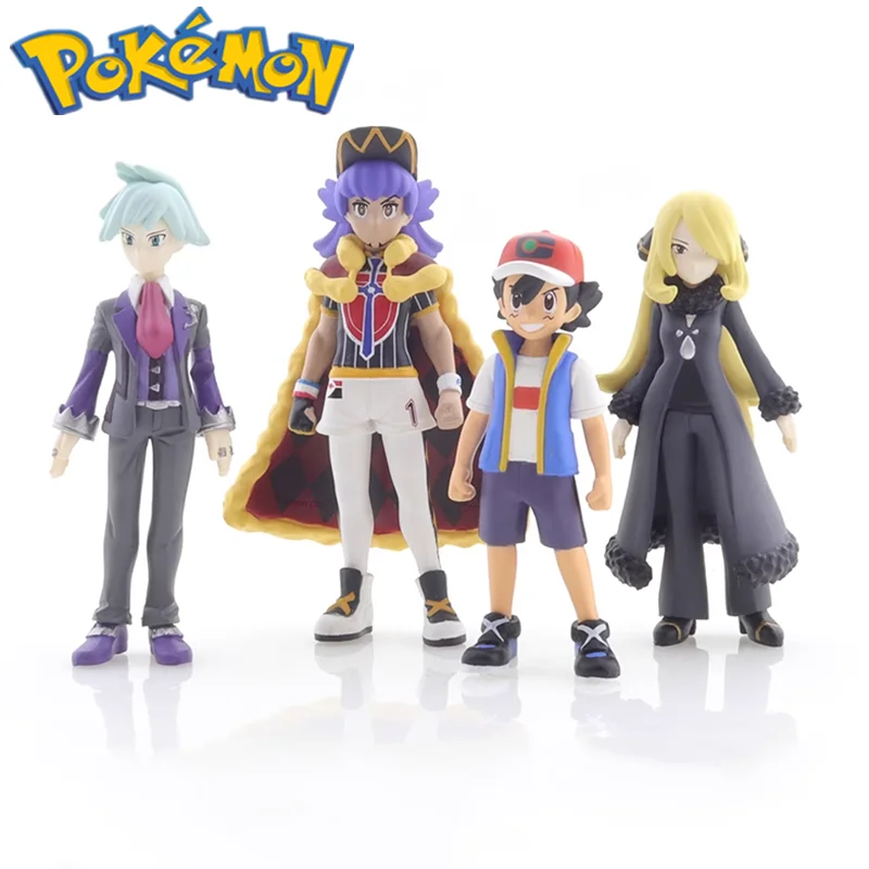 TOMY Pokemon Trainer Figure Figure Statue Steven Stone Ash Ketchum Cynthia Leon Doll Kawaii Kids Toy Birthday Gift