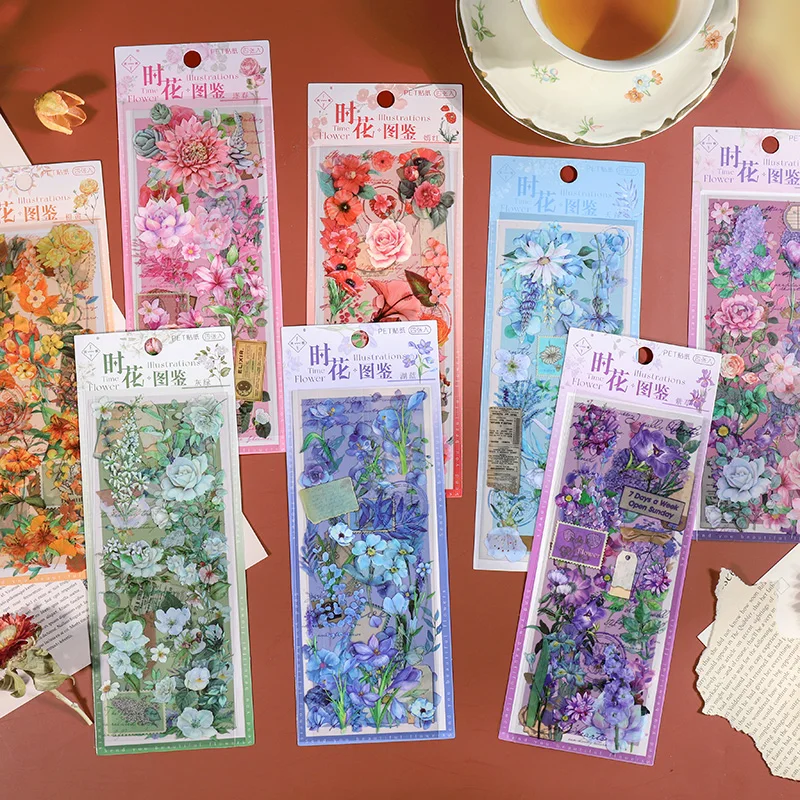 

8packs/LOT time flower atlas series creative decoration DIY PET stickers
