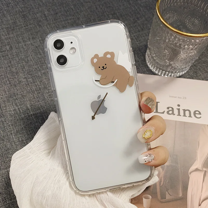 

Funny Cartoon Cupid Bear Phone Case for iPhone 14 12 13 11 Pro ProMax Plus X XR Xsmax Shockproof Soft Phone Cover