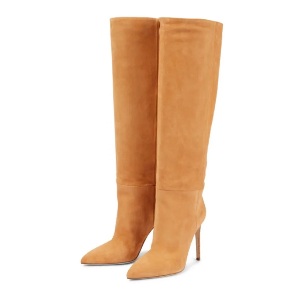 

Knee-high Fashion Boots, Autumn and Winter 2022, Simple Solid Color Pointed Toe Stilettos High-end Luxury Designer Women's Shoes
