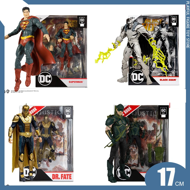 

17cm Anime Figures Mcfarlane Toys Page Punchers Injustice Black Adam Comics Green Arrow Batman Dr Fate Action Figures Model