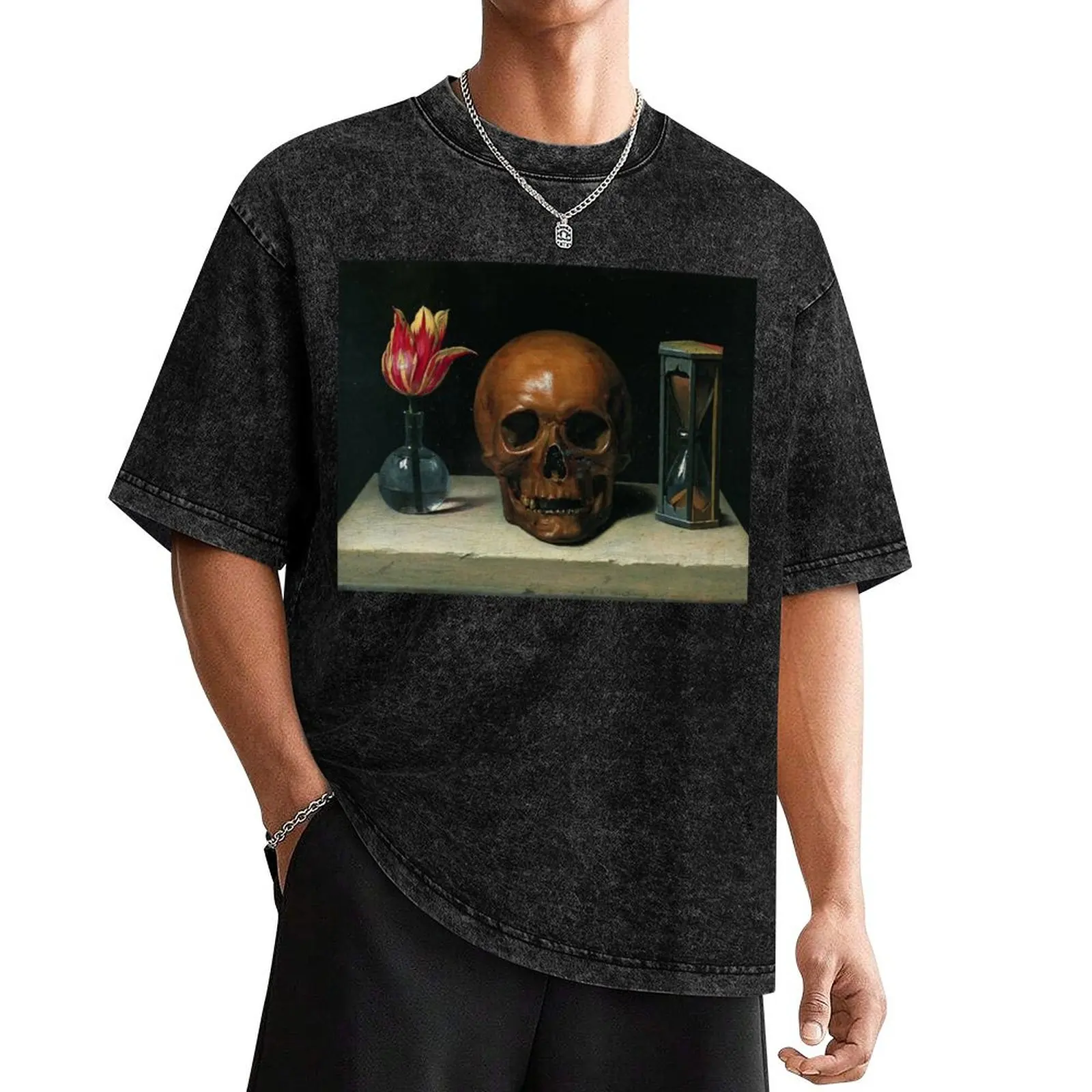 Лот-Жизнь с черепом - футболка Philippe de Champaigne мужские футболки в тяжелом весе для