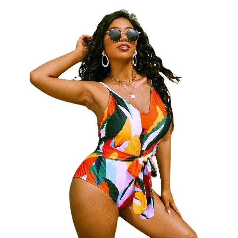 

Bikini Digital Printed Belly Covered Slimming Spaghetti Straps One Piece