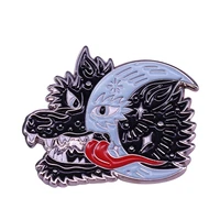 the moon in the night wolf enamel pin wrap clothes lapel brooch fine badge fashion jewelry friend gift