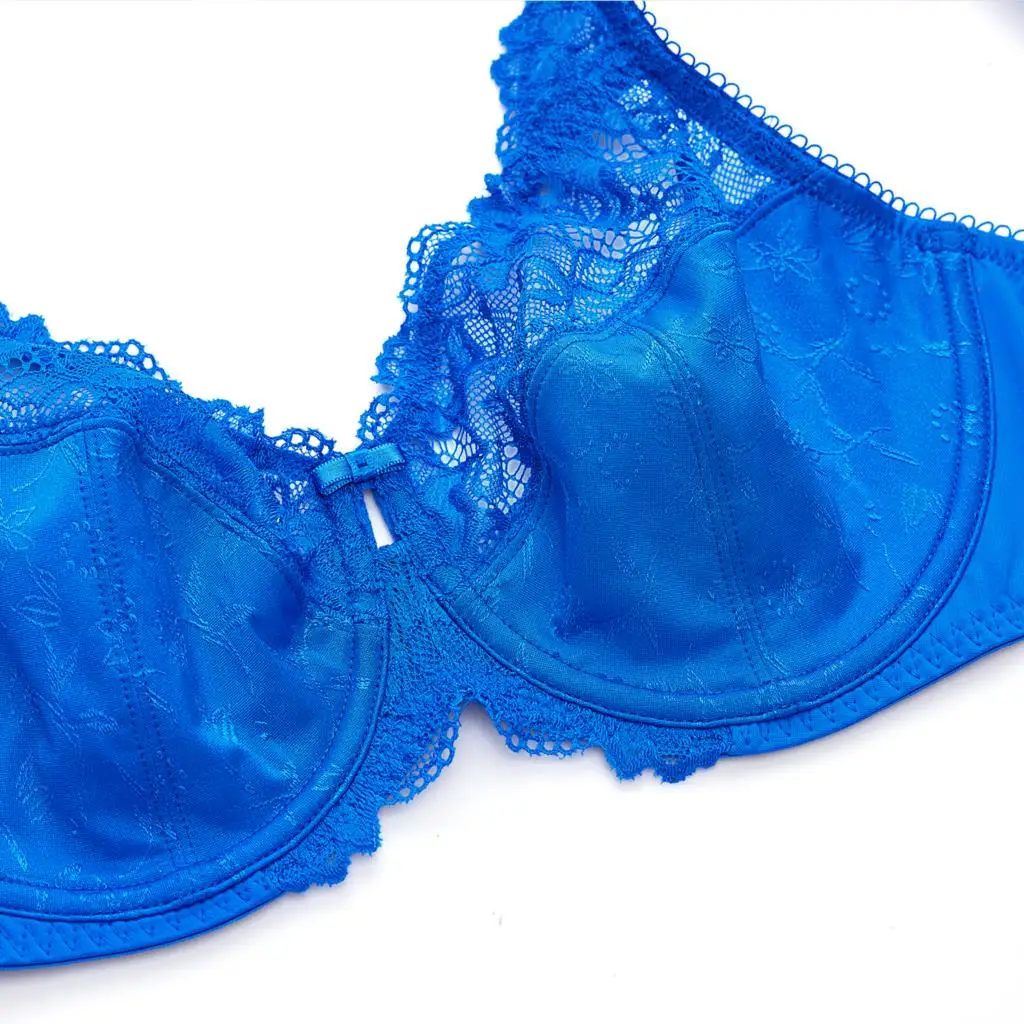 Women's Plus Size Minimizer Floral Lace Bra Full Coverage Underwire Unlined DD E F G