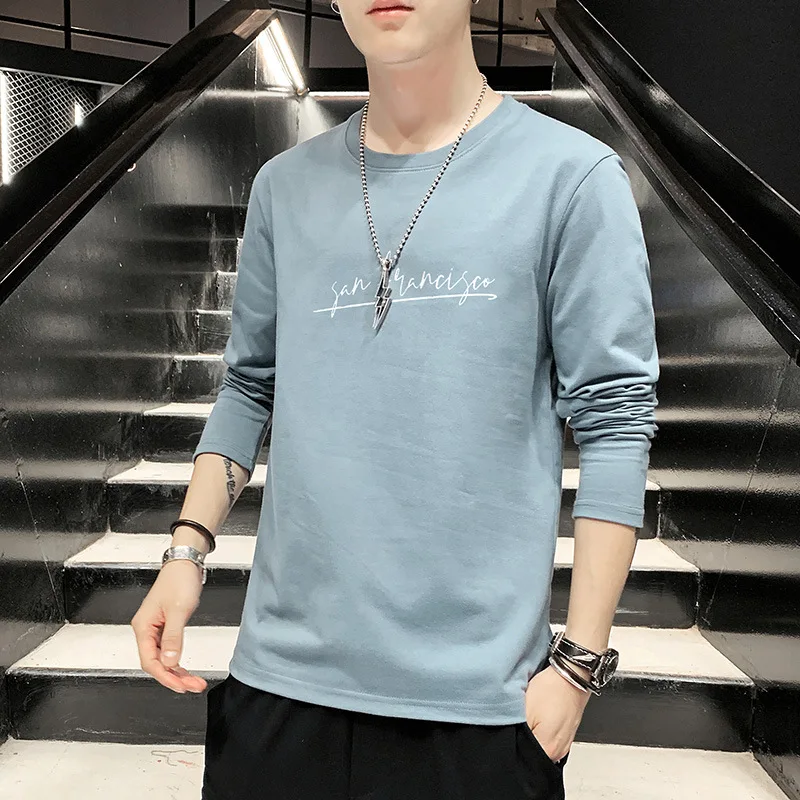

2022 Autumn New Light Luxury Fashion Men Long-sleeved T-shirt Thin Clothes Tops Korean Version Sweater Bottoming ShirtsBoutique