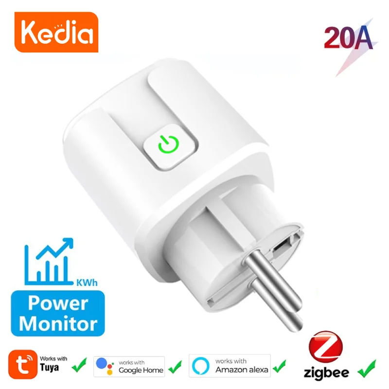 

Tuya Zigbee Smart Plug 16A / 20A Wireless Socket Smart Home Power Metering Outlet Hub Required Works With Alexa Google Home