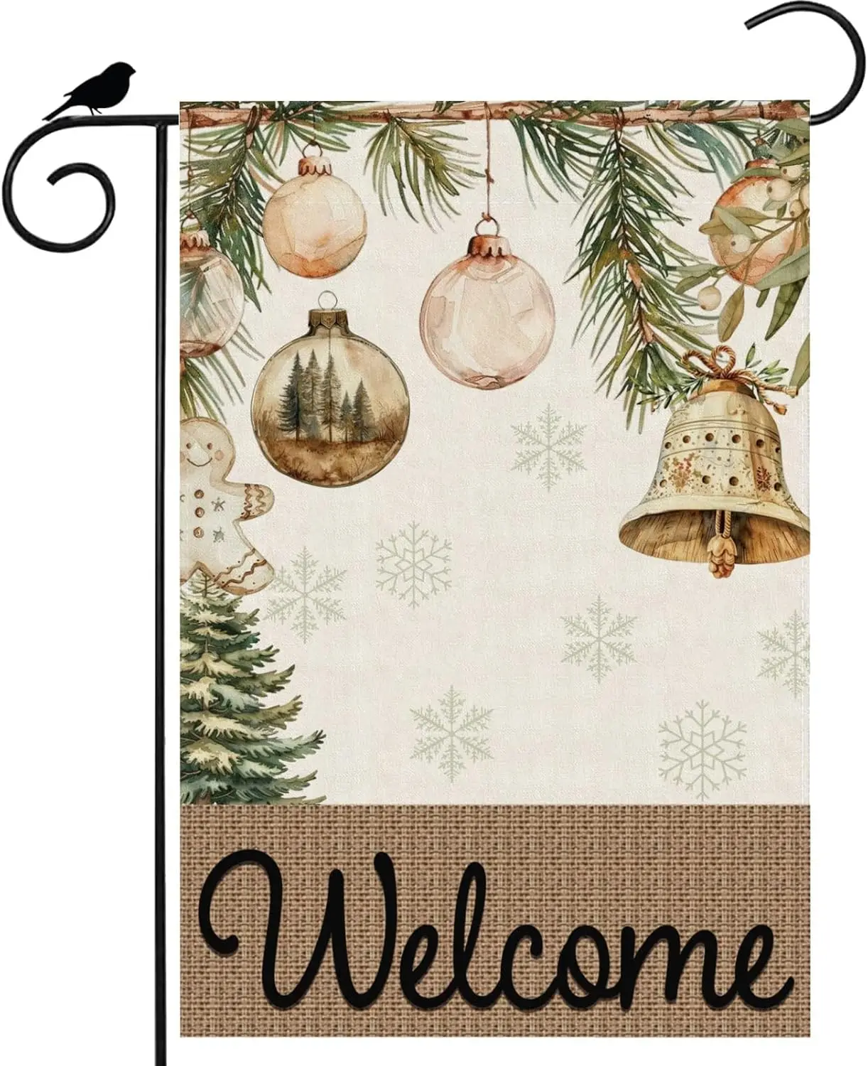 Добро пожаловать Рождественские сосны колокольчики пряничный человечек зимний