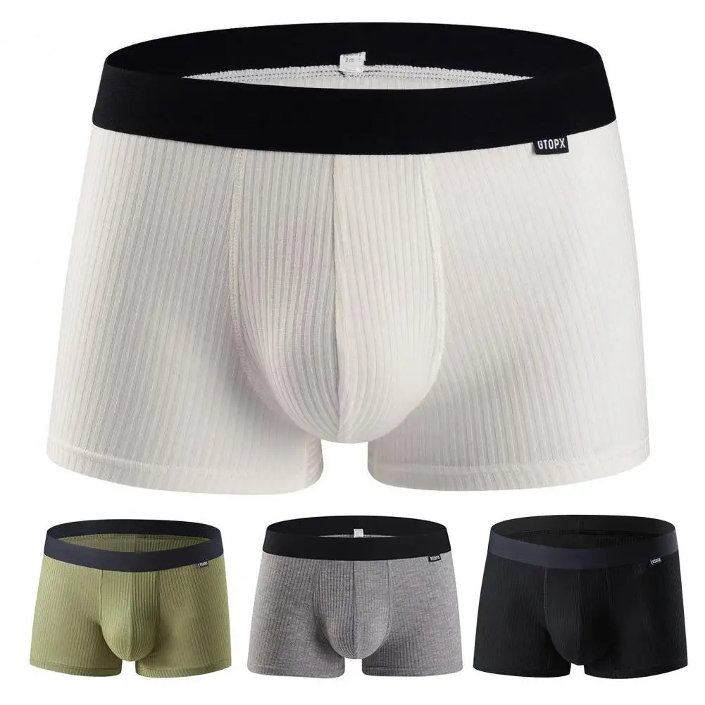 

Men Boxers U Convex Color Matching Thin Mid Waist Moisture-wicking No Constraint Soft Breathable Men Underpants Underwear