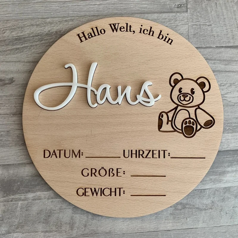 Персонализированный знак объявления ребенка деревянный с принтом ног для