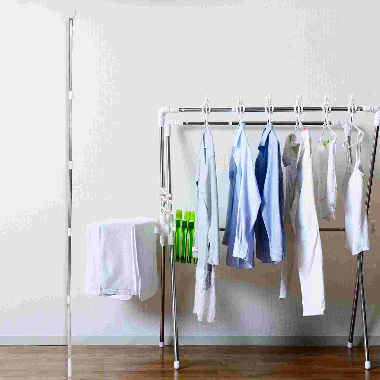 

Rod Pole Tension Curtain Clothes Closet Hook Clothesline Shower Door Tie Rack Inside Wardrobe Adjustable Hanging Rods