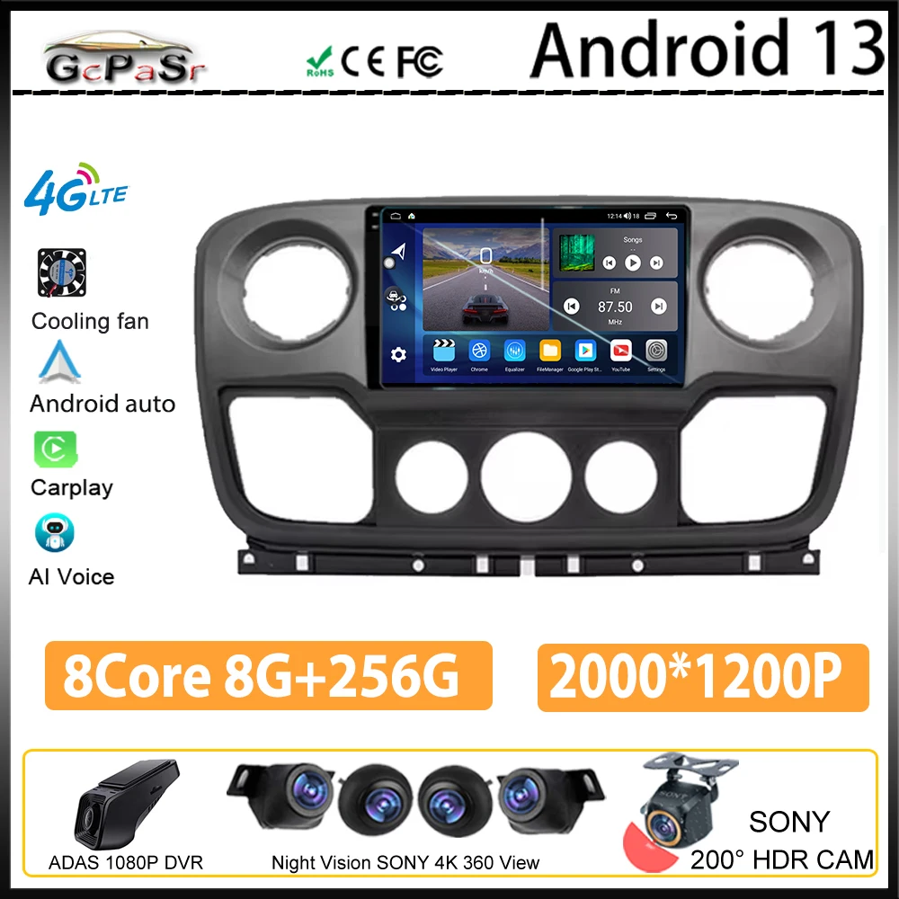 Android для Renault Master Nissan NV400 Opel Movano 2010 - 2021 Автомагнитола стерео головное устройство