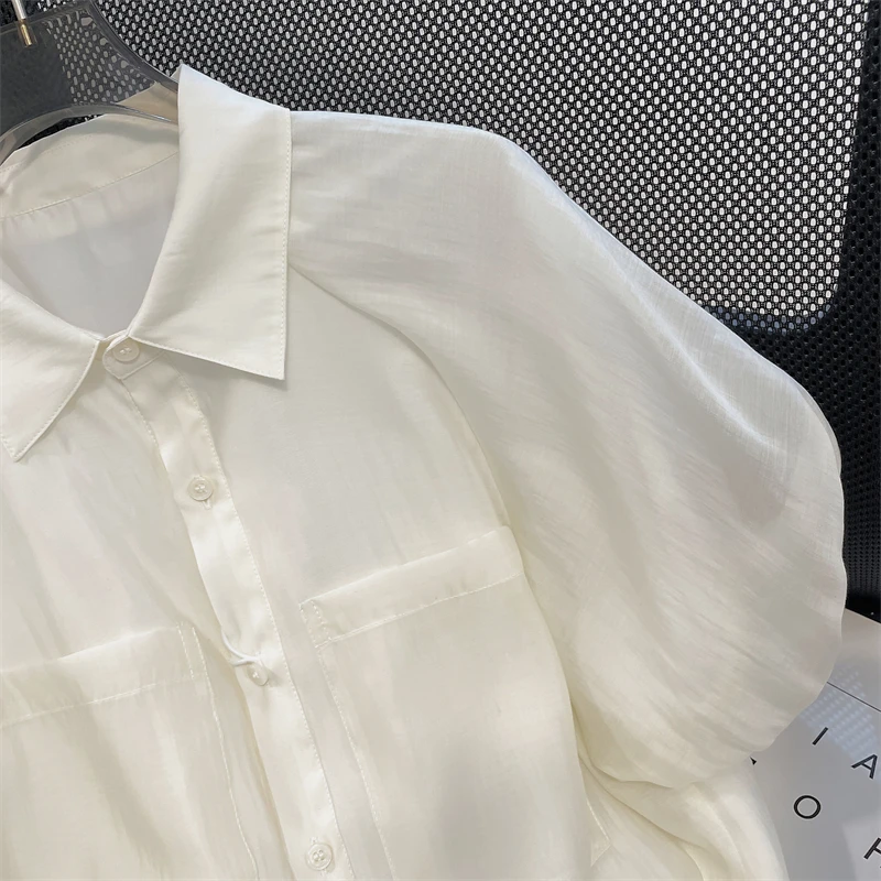 Шифоновая рубашка с пышными рукавами в дворцовом стиле летняя шикарная