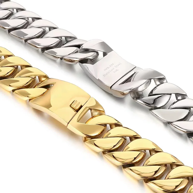 Ожерелье из кубинской панцирной цепи для мужчин и женщин колье нержавеющей стали