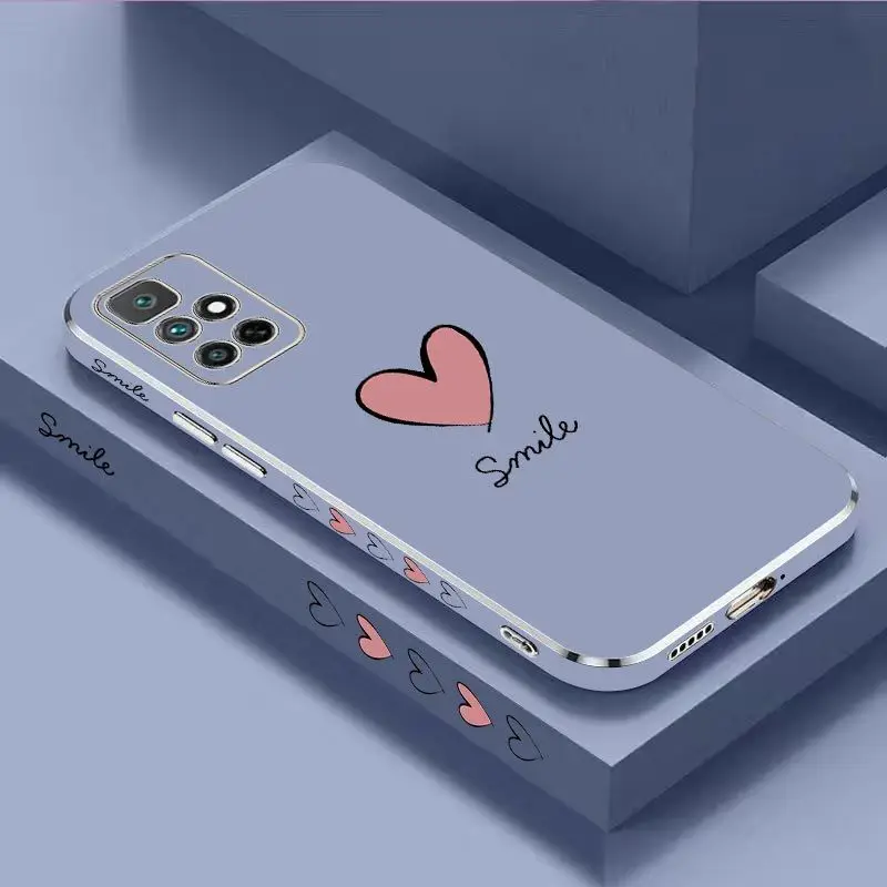 Big Red Heart Luxury Plating Phone Case For Xiaomi Redmi 10 10A 12C 9 10C 9T 9A A1 9C Cover