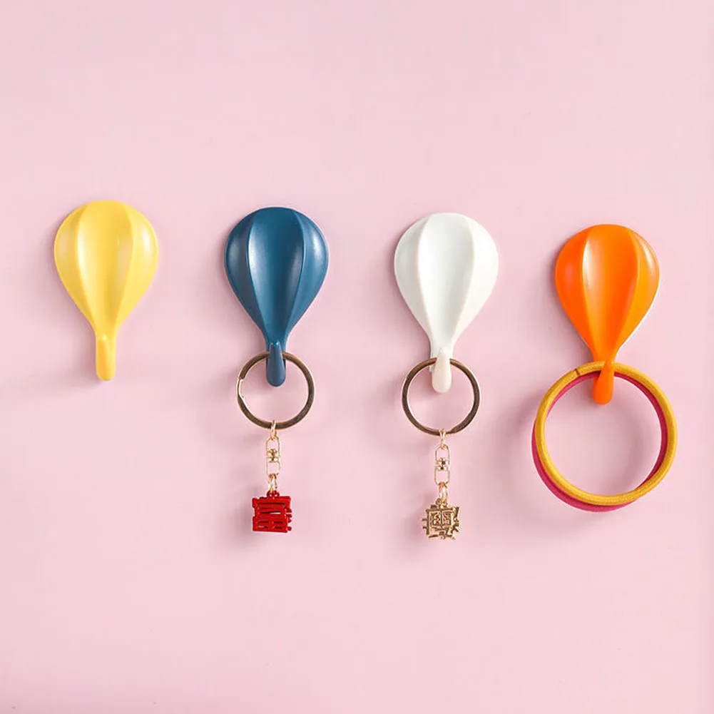 

8Pcs Sticky Hooks Kitchen Storage Hanging Rack Towel Bag Key Storage Hook Hot Air Balloon Wall-mounted Hanger Bathroom Organizer